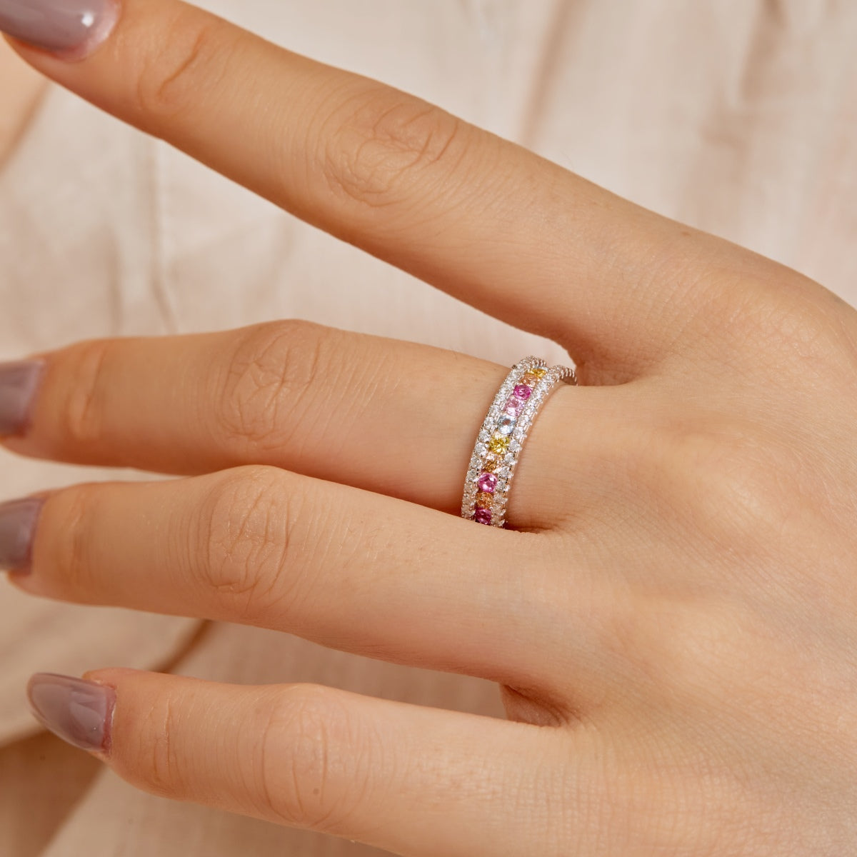 [ORA ]Delicate Colorful Round Cut Daily Ring