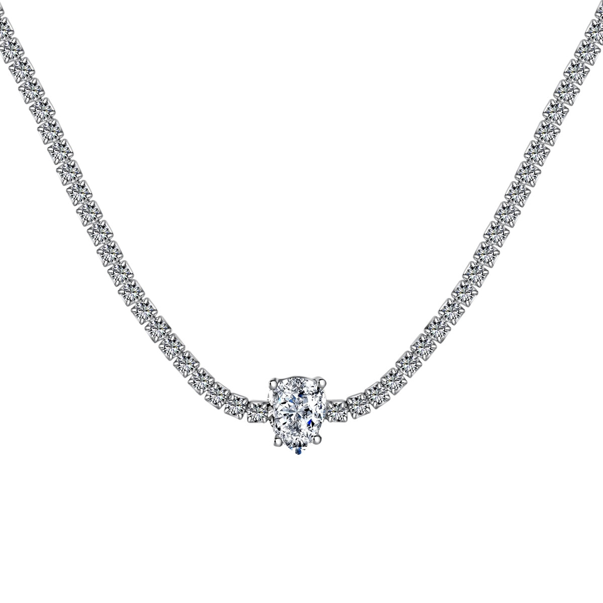 [ORA ]1.0 carat Unique Pear Cut Tennis Necklace