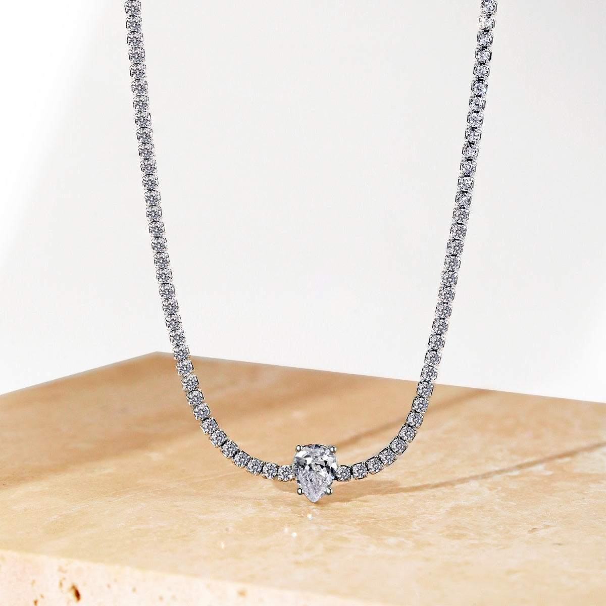 [ORA ]1.0 carat Unique Pear Cut Tennis Necklace