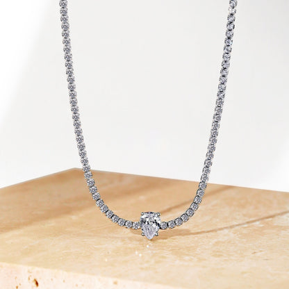 [ORA ]1.0 carat Unique Pear Cut Tennis Necklace
