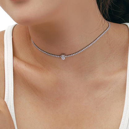 [ORA ]1.0 carat Unique Pear Cut Tennis Necklace