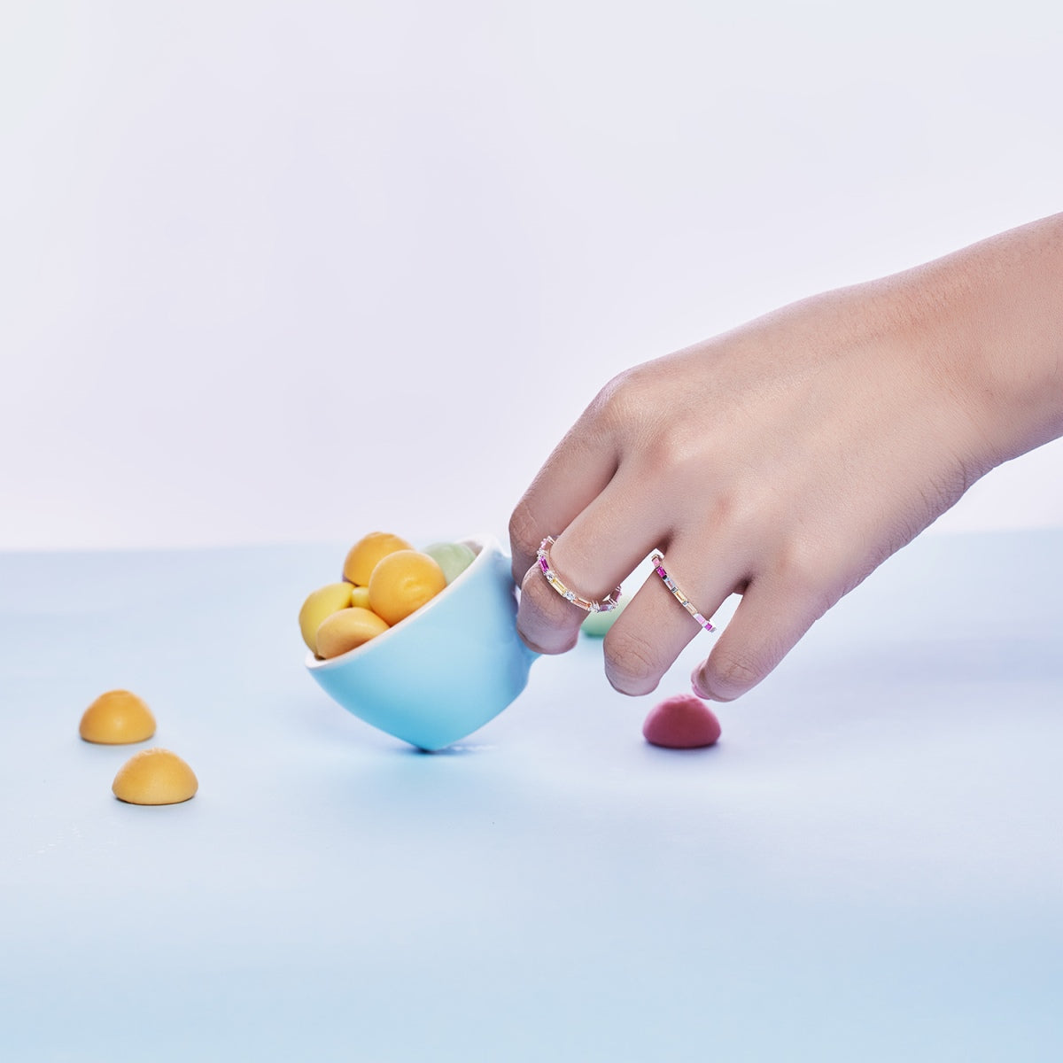 [ORA ]Exquisiter, mehrfarbiger Daily Ring mit Smaragdschliff