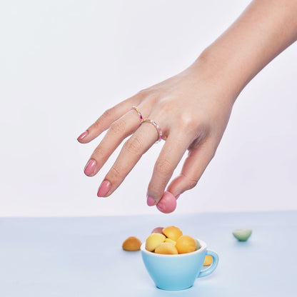 [ORA ]Exquisiter, mehrfarbiger Daily Ring mit Smaragdschliff