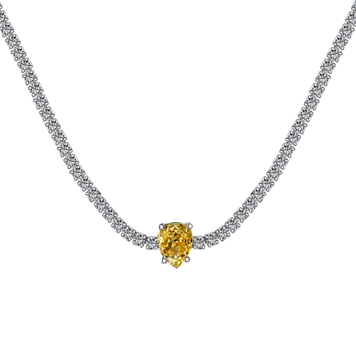 [ORA ]1.0 carat Unique Pear Cut Tennis Necklace