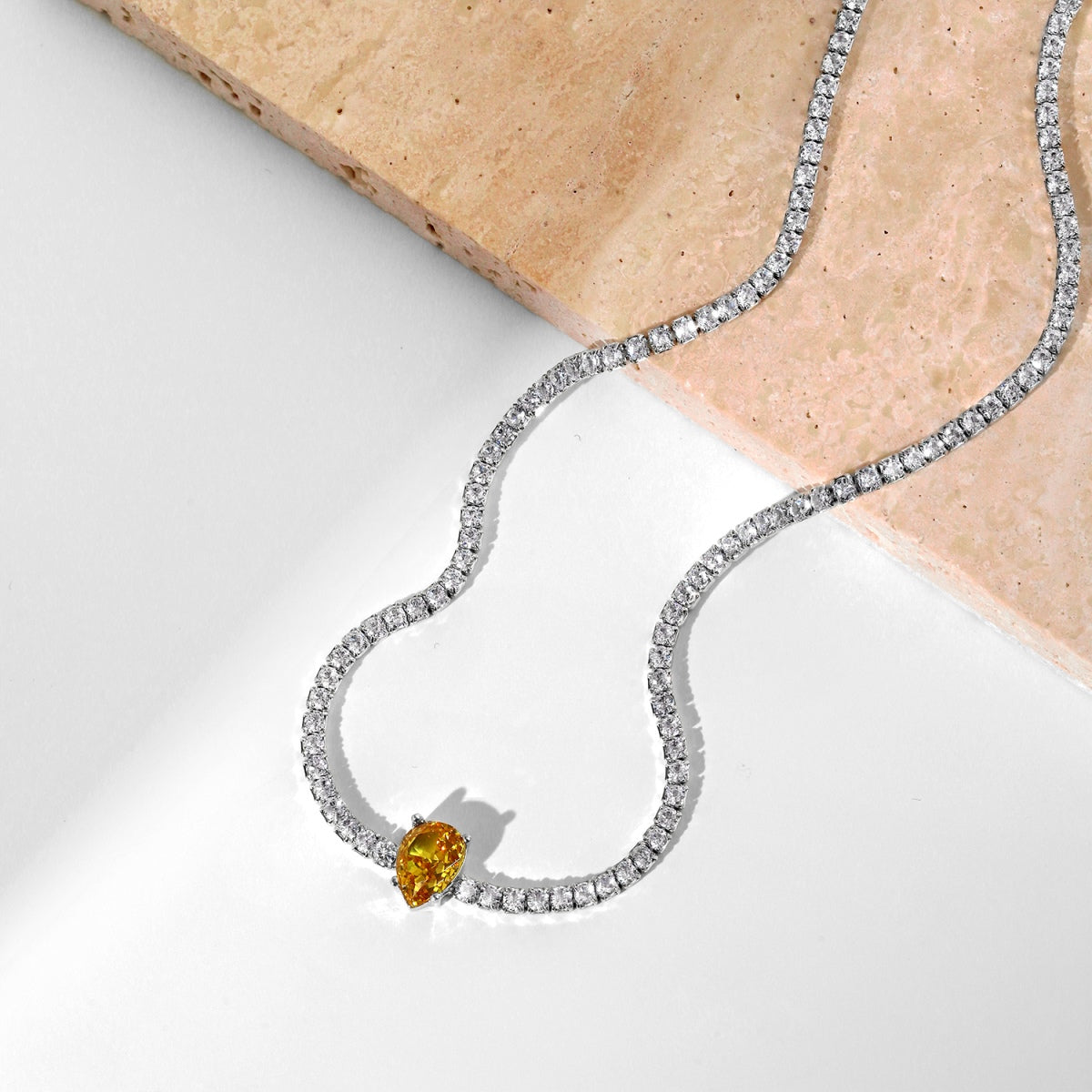 [ORA ]1.0 carat Unique Pear Cut Tennis Necklace