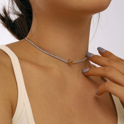 [ORA ]1.0 carat Unique Pear Cut Tennis Necklace