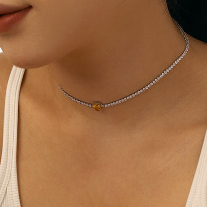 [ORA ]1.0 carat Unique Pear Cut Tennis Necklace