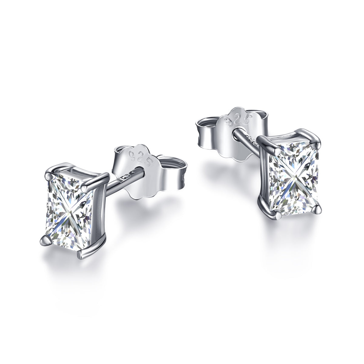 [ORA ]Stylish Shiny Rectangular Center Stone Stud Earrings