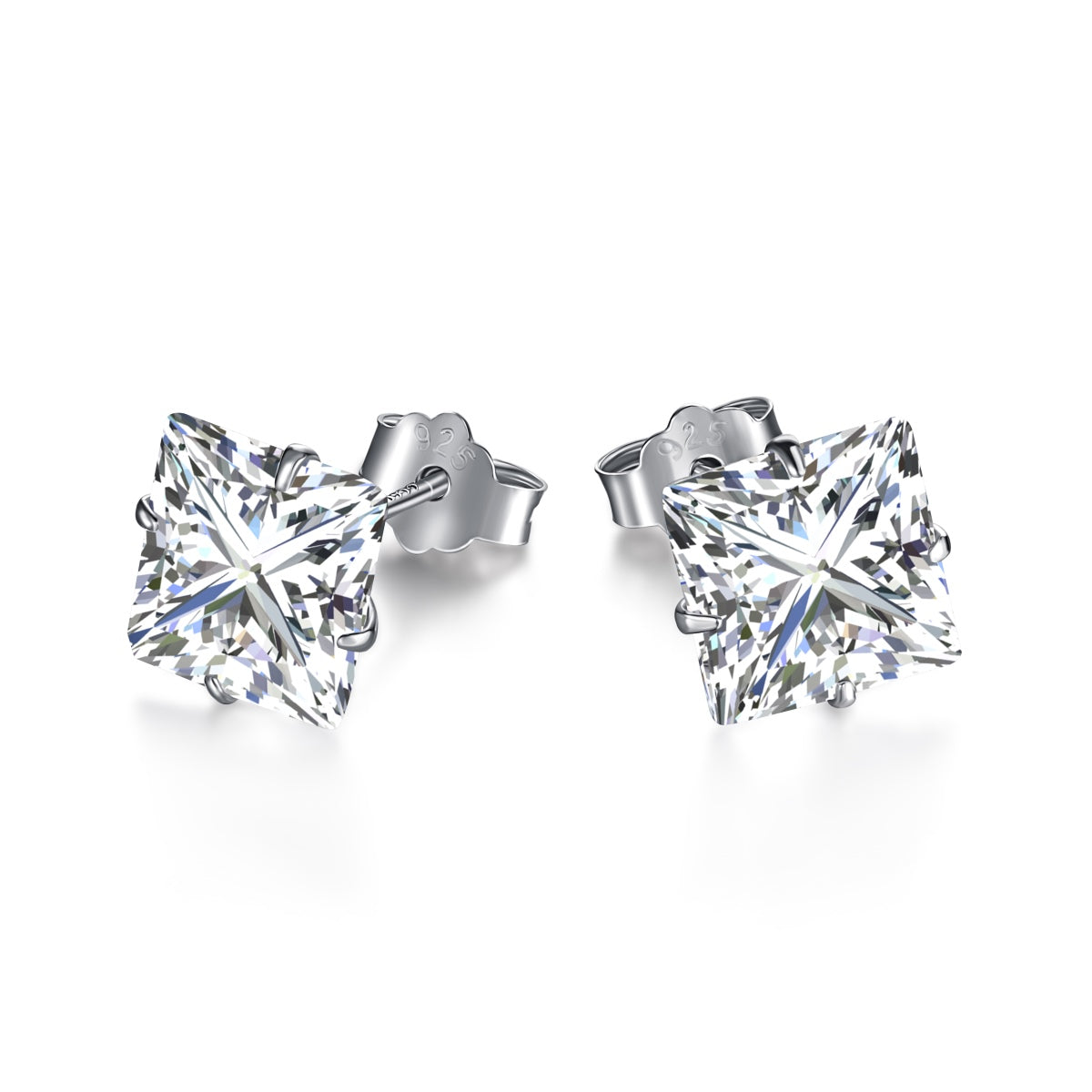[ORA ]Stylish Shiny Square Center Stone Stud Earrings