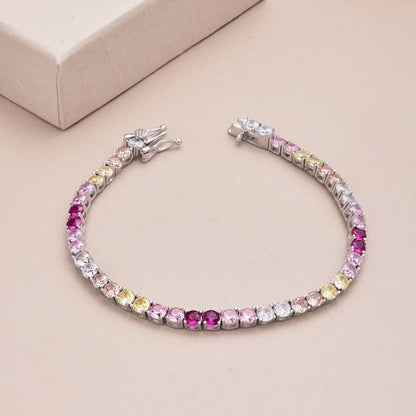 [ORA ]Radiant Colorful Round Cut Tennis Bracelet