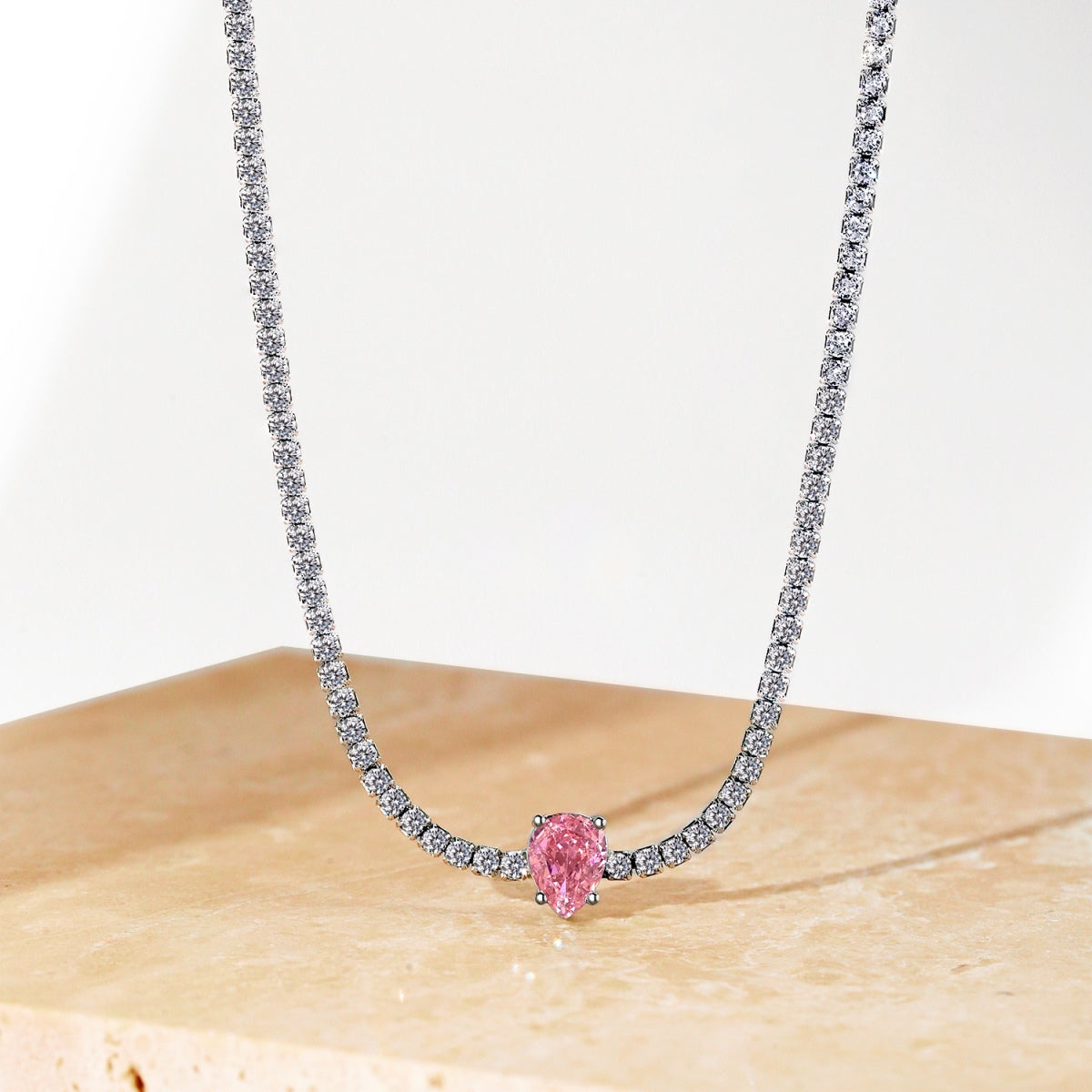 [ORA ]1.0 carat Unique Pear Cut Tennis Necklace