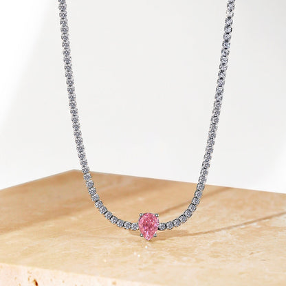 [ORA ]1.0 carat Unique Pear Cut Tennis Necklace