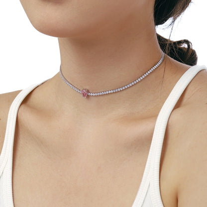 [ORA ]1.0 carat Unique Pear Cut Tennis Necklace
