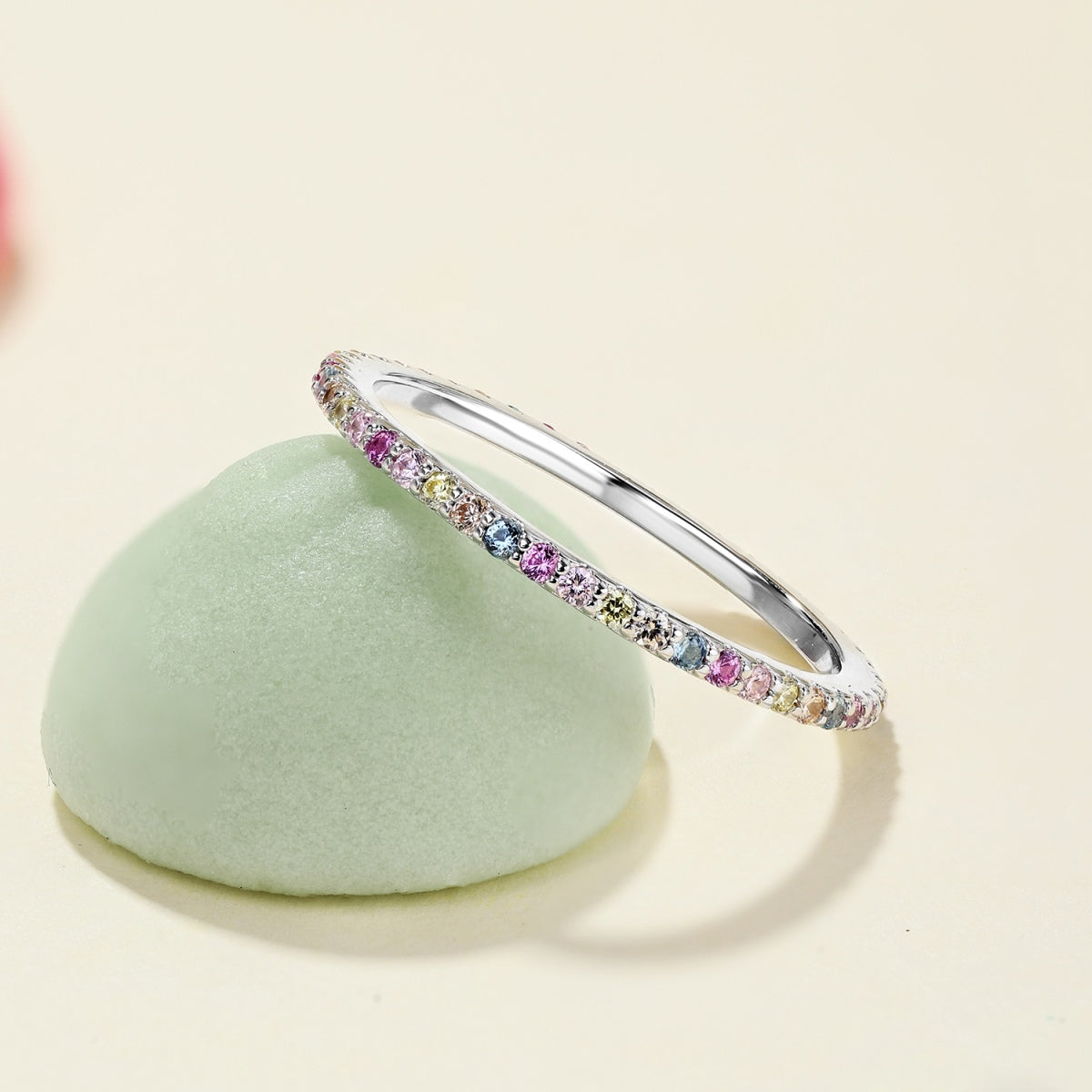 [ORA ]Ornate Colorful Round Cut Tennis Ring