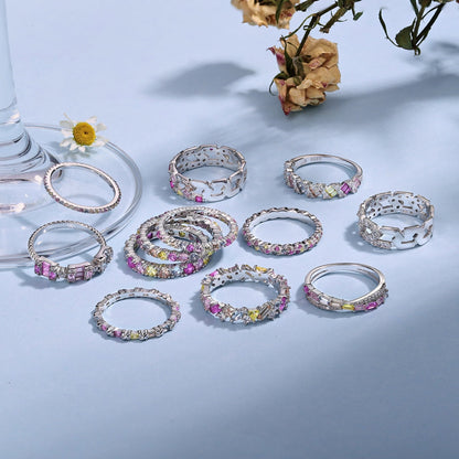 [ORA ]Ornate Colorful Round Cut Tennis Ring