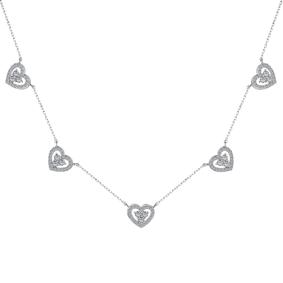 [ORA ]Sparkling Five Heart Necklace