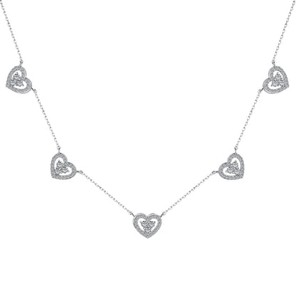 [ORA ]Sparkling Five Heart Necklace