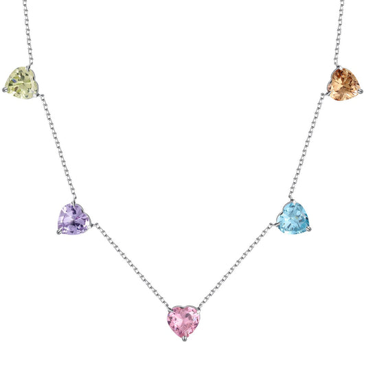 [ORA ]Sparkling Colorful Heart Cut Necklace