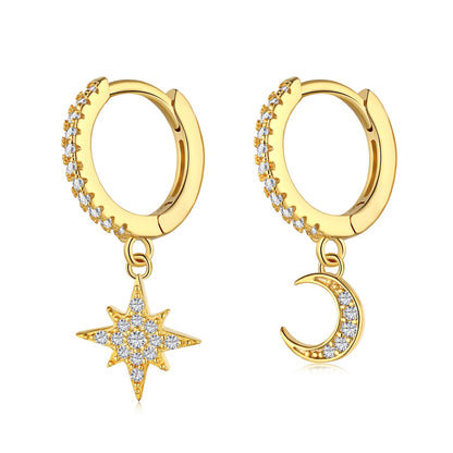 [ORA ]Star and Moon Asymmetric Earrings