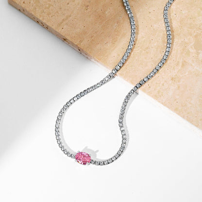 [ORA ]1.0 Carat Shining Oval Cut Necklace