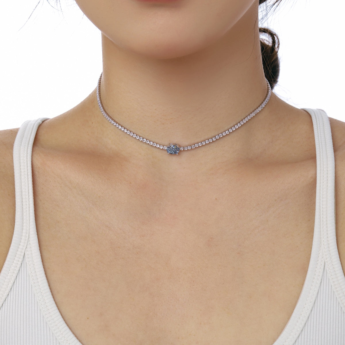 [ORA ]1.0 Carat Shining Oval Cut Necklace