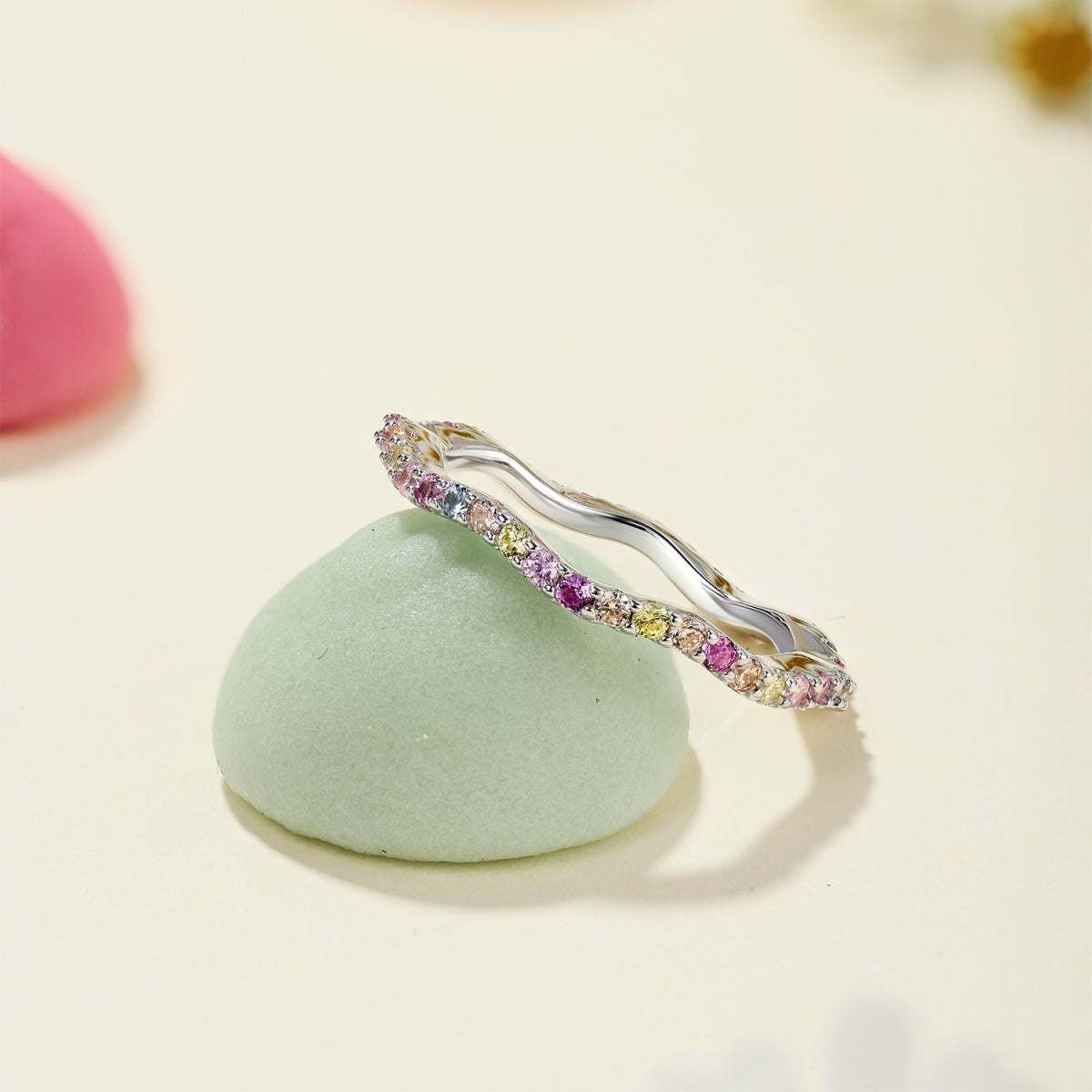 [ORA ]Dainty Colorful Round Cut Party Ring