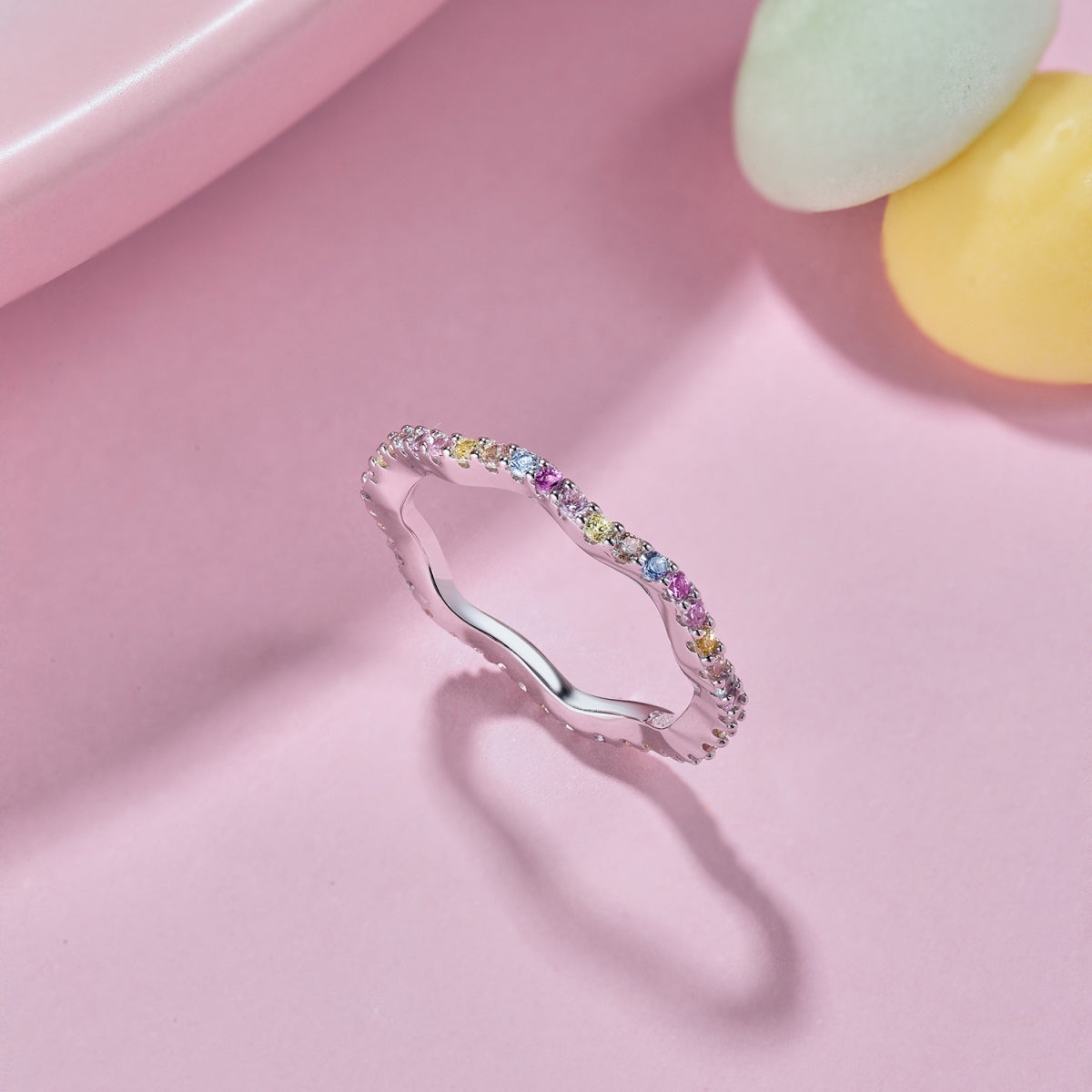 [ORA ]Dainty Colorful Round Cut Party Ring