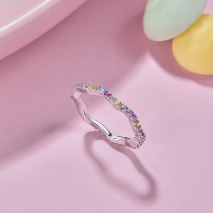 [ORA ]Dainty Colorful Round Cut Party Ring