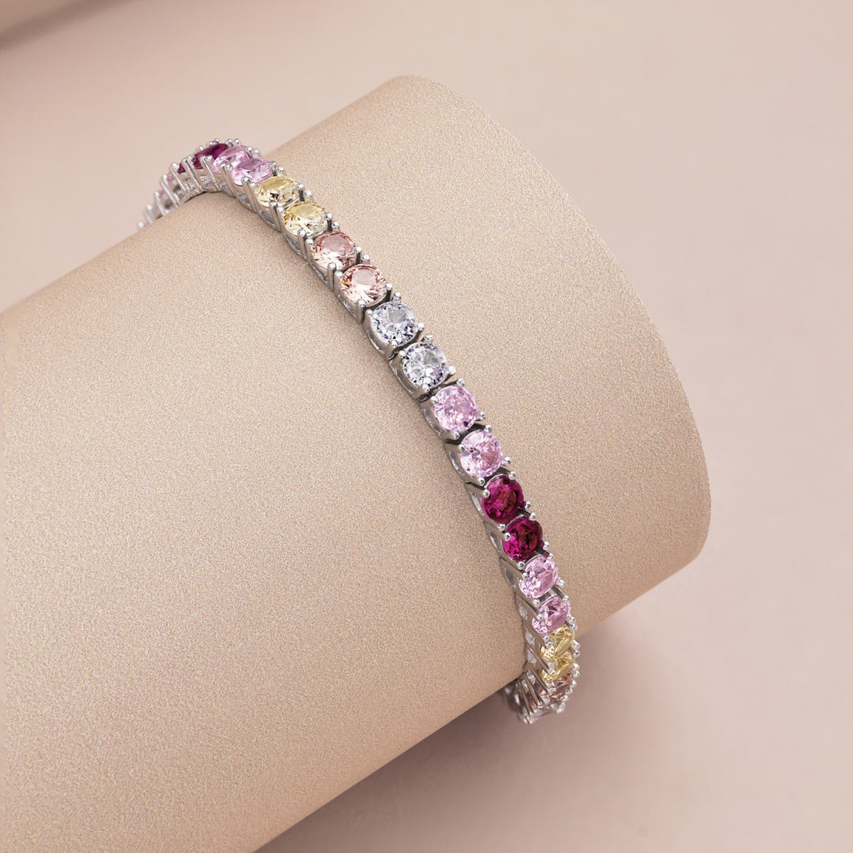 [ORA ]Radiant Colorful Round Cut Tennis Bracelet