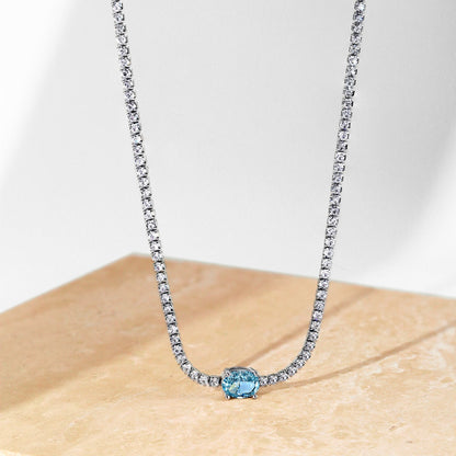 [ORA ]1.0 Carat Shining Oval Cut Necklace
