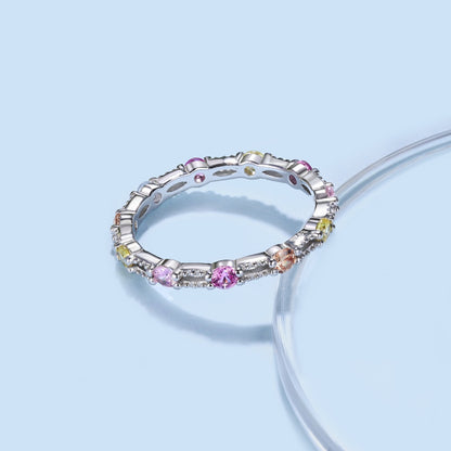 [ORA ]Sparkling Colorful Round Cut Tennis Ring