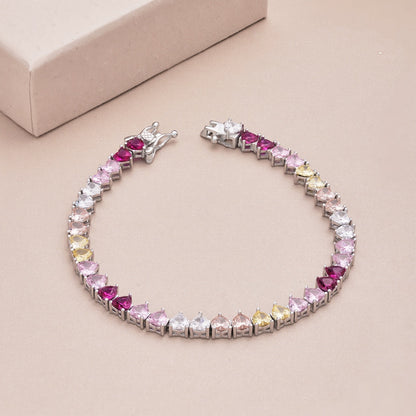 [ORA ]Luxurious Colorful Romantic Heart Shape Lover Bracelet