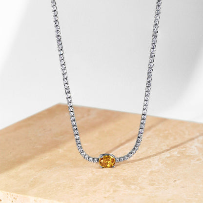 [ORA ]1.0 Carat Shining Oval Cut Necklace