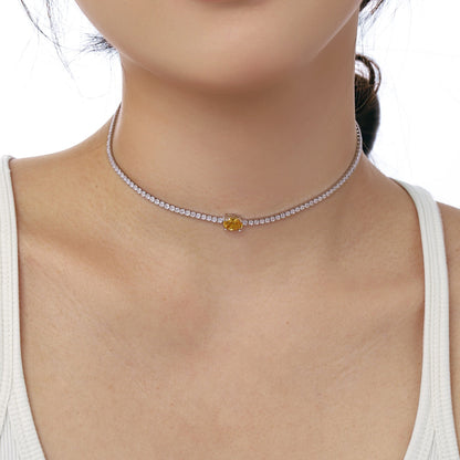 [ORA ]1.0 Carat Shining Oval Cut Necklace