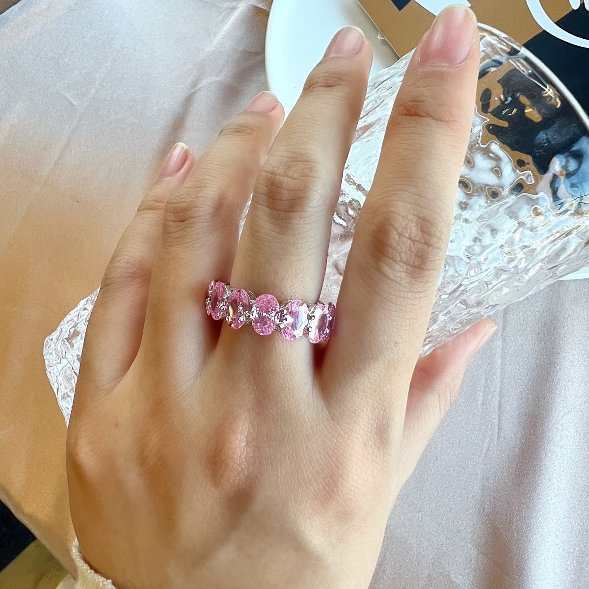 [ORA ]Dainty Elongated Cushion Cut Tennis Ring