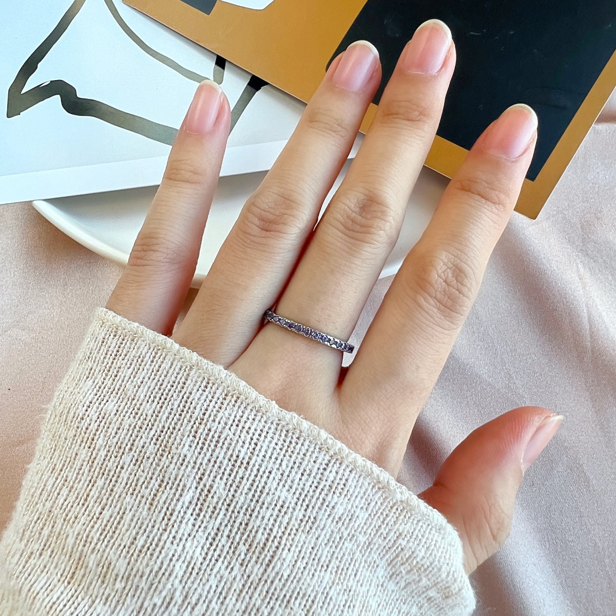 [ORA ]Delicate Sparkling Round Cut Daily Ring