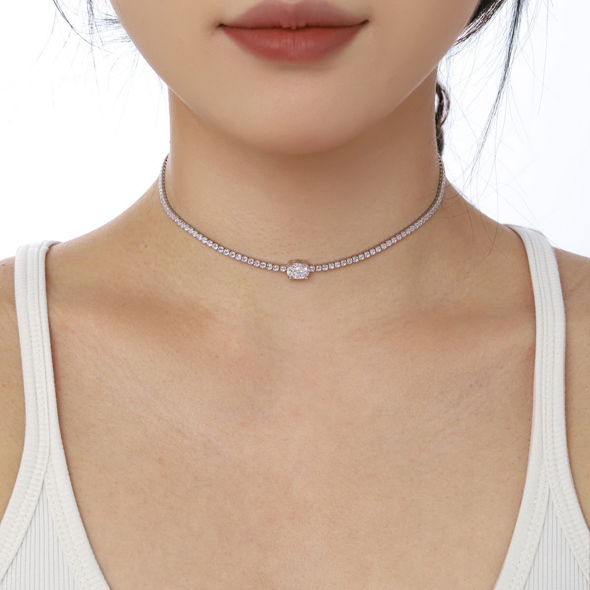 [ORA ]1.0 Carat Shining Oval Cut Necklace
