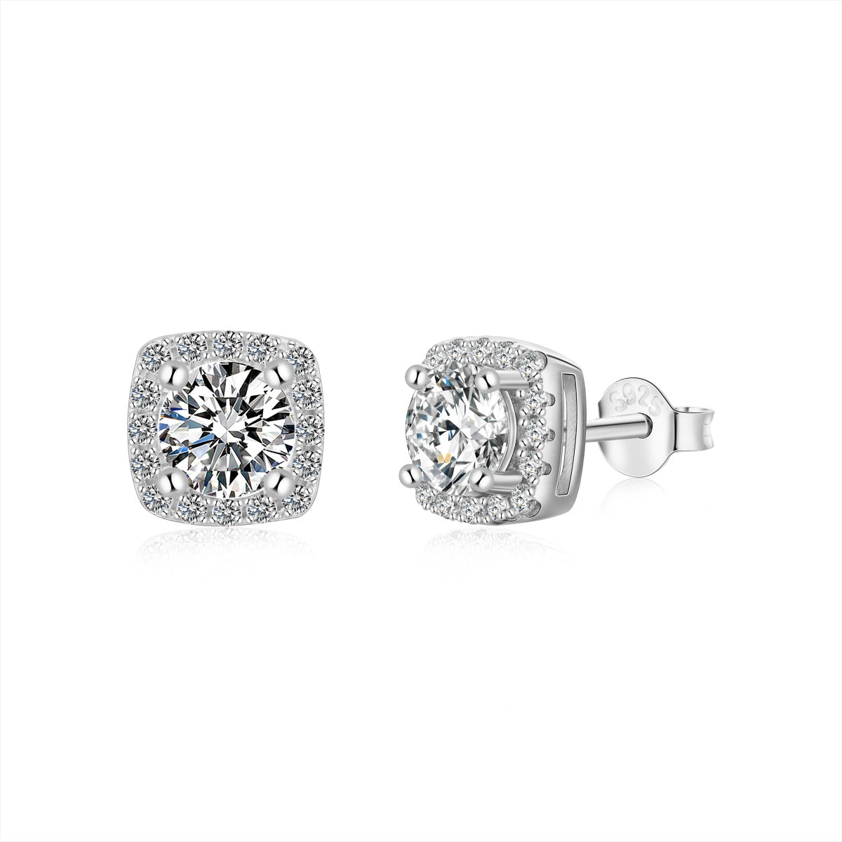 [ORA]Classic Round Center Stone Stud Earrings