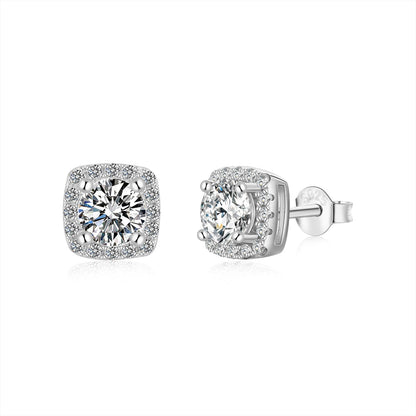 [ORA]Classic Round Center Stone Stud Earrings