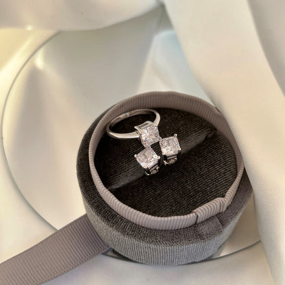 [ORA ]1.0 Carat Radiant Princess Cut Wedding Earrings