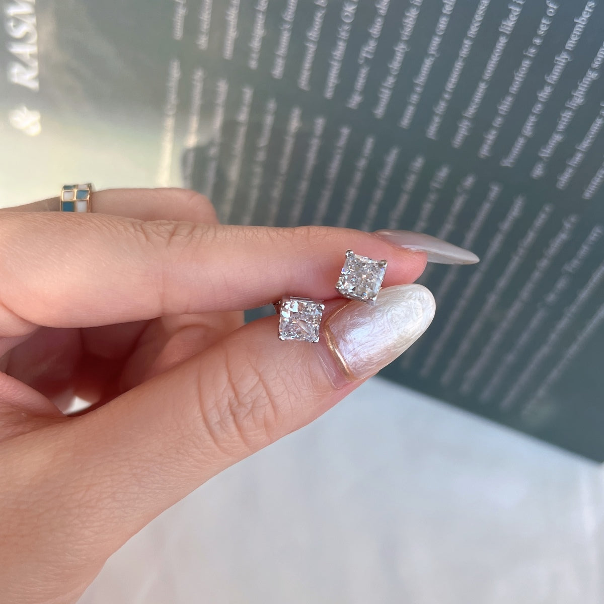 [ORA ]1.0 Carat Radiant Princess Cut Wedding Earrings