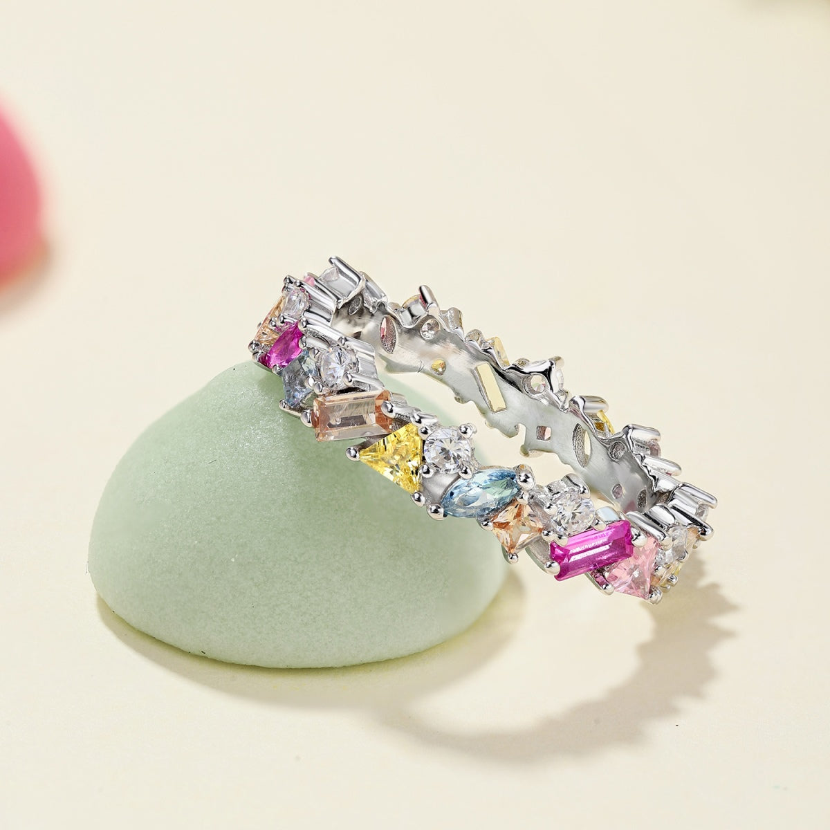 [ORA ]Dazzling Polychromatic Multi cut Daily Ring