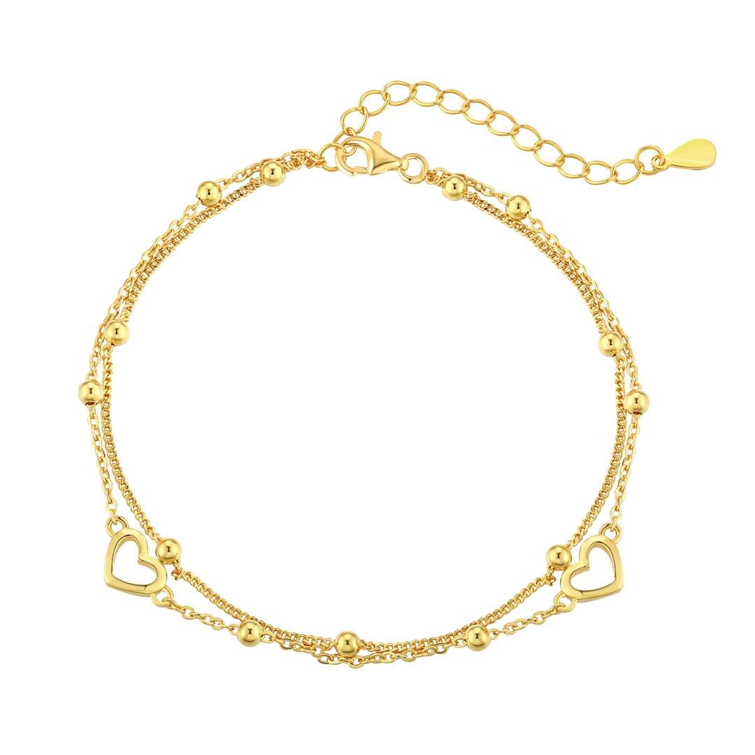 [ORA ]Dainty Double Layer Love Heart Bracelet
