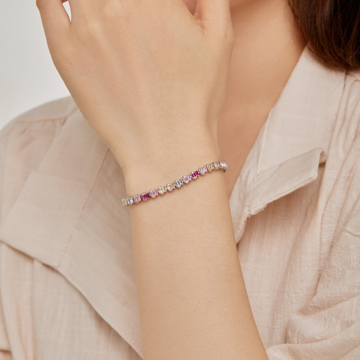 [ORA ]Delicate Colorful Emerald Cut Party Bracelet