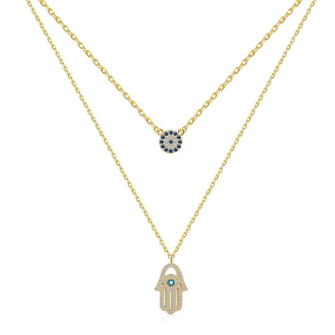 [ORA]Demon Eye Hamsa Palm Necklace