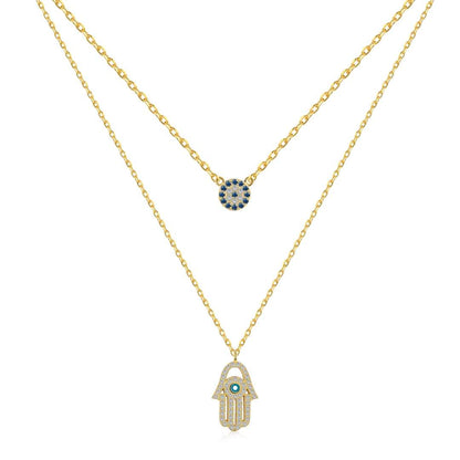 [ORA]Demon Eye Hamsa Palm Necklace