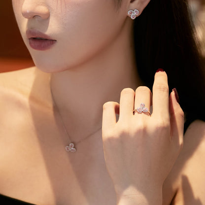 [ORA ]Elegant Flower Shape Pear Cut Necklace