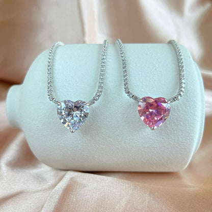 [ORA]8.0 Carat Versatile Colorful Sweet Heart-Shaped Tennis Necklace