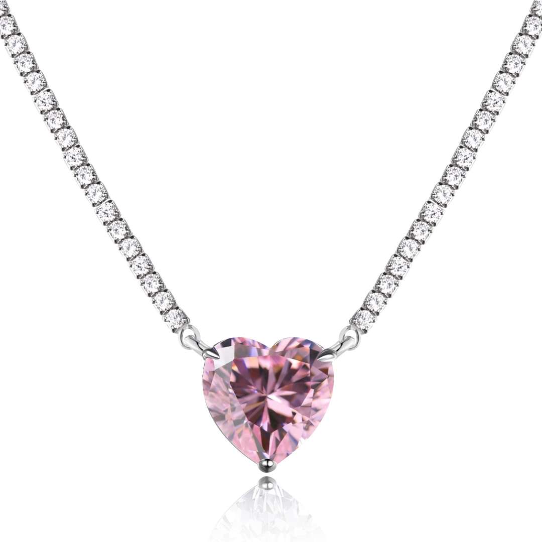 [ORA]8.0 Carat Versatile Colorful Sweet Heart-Shaped Tennis Necklace