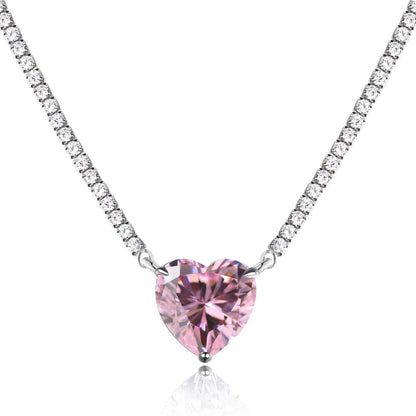 [ORA]8.0 Carat Versatile Colorful Sweet Heart-Shaped Tennis Necklace